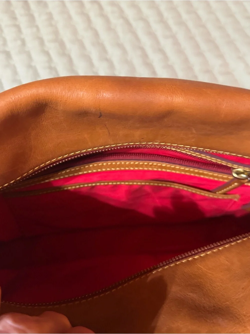 Dooney & Bourke Cognac Leather Satchel with Tassel